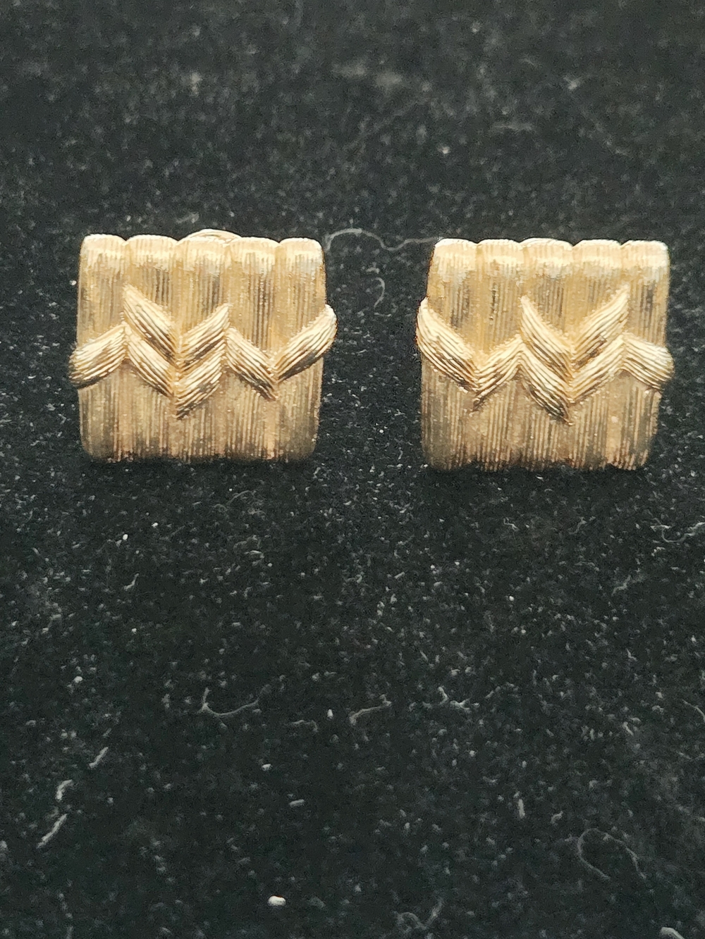Vintage Monet Textured Gold Square Clip-On Earrings